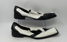 Load image into Gallery viewer, Fiesso Mens Black White Leather Slip-On Loafer Shoes Size EUR 45