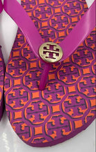 Load image into Gallery viewer, Authentic Tory Burch Womens Pink Monogram Print Slip-On Flip Flop Sandals Size 8