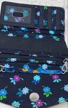 Load image into Gallery viewer, Vera Bradley Womens Black Floral Outer Pockets Crossbody Handbag