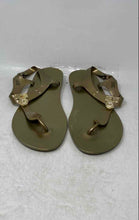 Load image into Gallery viewer, Michael Kors Womens Gold MK Plate Jelly Buckle Open Toe Thong Sandals Size 11M