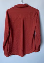Load image into Gallery viewer, Express Womens Rust Long Sleeve Collared Slim Fit Button-Up Shirt Size XS