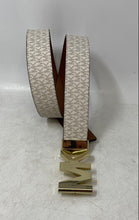 Load image into Gallery viewer, Michael Kors Womens Cream Gold Signature Print Adjustable Buckle Fashion Belt