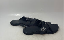 Load image into Gallery viewer, Calvin Klein Womens Katie Black Crisscross Strap Flat Slide Sandals Size 6.5