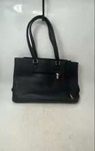 Load image into Gallery viewer, Lovevook Womens Black Faux Leather Double Handle Zip Magnetic Laptop Tote Bag