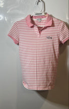 Load image into Gallery viewer, Lacoste Womens Pink Striped Short Sleeve Collared Golf Polo Shirt Size 38
