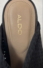 Load image into Gallery viewer, Aldo Womens Black Perforated Open Toe Slip-On Block Mule Heels Size 7.5