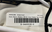 Load image into Gallery viewer, Zara Basic Womens White Long Sleeve Tie Neck Casual Blouse Top Size Medium