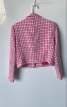 Load image into Gallery viewer, Nine West Womens Pink And White Plaid Notch Lapel Three-Button Blazer Size M