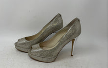 Load image into Gallery viewer, Michael Kors Womens Gold-Tone Glitter Peep Toe Platform Pump Heels Size 7