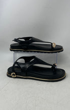 Load image into Gallery viewer, Jones New York Womens Neetasha Black Gold-Tone T-Strap Sandals Size 10