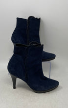 Load image into Gallery viewer, Lodi Womens Dark Blue Suede Pointed Toe High Stiletto Ankle Boots Size EUR 37