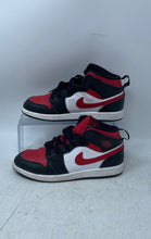 Load image into Gallery viewer, Nike Kids Air Jordan 1 Mid PS 640734-079 Red Black Sneakers Shoes Size 3Y