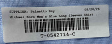 Load image into Gallery viewer, Michael Kors Mens Blue Long Sleeve Regular Fit Stretch Dress Shirt Size 17