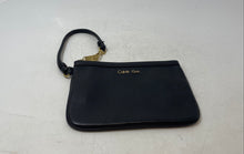 Load image into Gallery viewer, Calvin Klein Womens Black Leather Card Slots Detachable Strap Wristlet Wallet