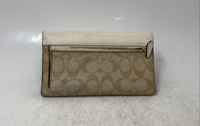 Load image into Gallery viewer, Coach Womens Beige Signature Canvas Leather Snap Slim Trifold Wallet Worn