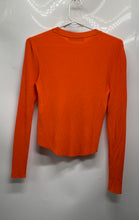Load image into Gallery viewer, Zara Womens Orange Ribbed Knit Long Sleeve Crew Neck Pullover Blouse Top Size M