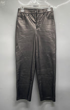 Load image into Gallery viewer, Express Womens Silver Faux Leather Super High Rise Straight Trouser Pants Sz 2R