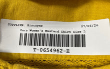 Load image into Gallery viewer, Zara Womens Mustard Long Sleeve Button Front Blouse Top Size Large