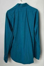 Load image into Gallery viewer, Express Mens Blue Striped Cotton Long Sleeve Spread Collar Dress Shirt Size L