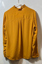Load image into Gallery viewer, Express Womens Dark Mustard Long Sleeve Slim Fit Button Front Blouse Top Size M
