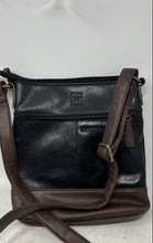 Load image into Gallery viewer, Stone & Co. Womens Black Brown Leather Adjustable Strap Zip Top Crossbody Bag