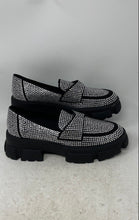 Load image into Gallery viewer, Steve Madden Womens Trifecta Black Silver Rhinestone Loafer Shoes Size 11