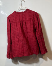 Load image into Gallery viewer, Loft Womens Red Cotton Long Sleeve Crew Neck Button Front Blouse Top Size S