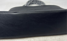 Load image into Gallery viewer, Michel Germain Paris Womens Black Faux Leather Detachable Strap Zip Satchel Bag