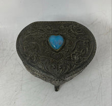 Load image into Gallery viewer, Holiday Imports Silver-Tone Silver Plate Heart-Shaped Small Jewelry Trinket Box