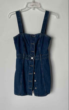 Load image into Gallery viewer, Forever 21 Womens Blue Denim Button Front Wide Strap Mini Dress Size Small