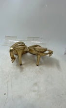 Load image into Gallery viewer, Michael Kors Womens Gold Chain Strap Open Toe Slingback Sandals Size 5 M