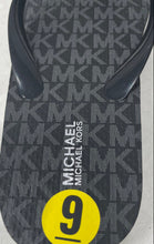 Load image into Gallery viewer, Michael Kors Womens Black Signature Print Slip-On Flat Flip Flop Sandals Size 9M