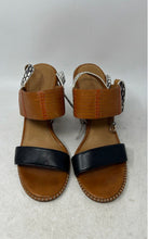 Load image into Gallery viewer, Coach Womens Sevilla Brown Black Leather Block Heel Slingback Sandals Size 11B