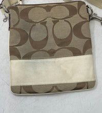 Load image into Gallery viewer, Coach Womens Brown Beige Signature Print Detachable Strap Zip Top Crossbody Bag