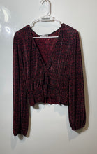 Load image into Gallery viewer, Zara Womens Red & Black Animal Print V-Neck Long Sleeve Blouse Top Size Medium