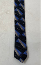 Load image into Gallery viewer, DeSantis Collection Mens Blue Geometric Print Silk Keeper Loop Pointed Tie