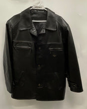 Load image into Gallery viewer, RGA Italy Mens Black Faux Leather Soft Spread Collar Coat Jacket Size No Size