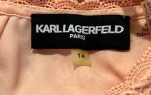Load image into Gallery viewer, Karl Lagerfeld Womens Peach Short Sleeve Round Neck Back Zip Shift Dress Size 14