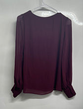 Load image into Gallery viewer, Express Womens Wine Color V-Neck Long Sleeve Pullover Blouse Top Size XS