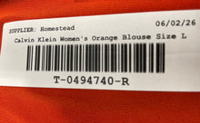 Load image into Gallery viewer, Calvin Klein Womens Orange Sleeveless V-Neck Wide Strap Pullover Blouse Top Sz L
