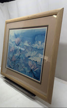 Load image into Gallery viewer, Pink Lotus Flowers In Blue Water Pond Framed Art Print Signed By Carli Oliver