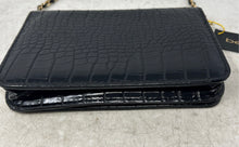 Load image into Gallery viewer, Bebe Womens Fabiola Black Crocodile-Stamped Chain Strap Crossbody Bag With Tags