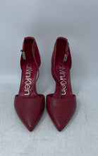 Load image into Gallery viewer, Calvin Klein Womens Red Leather Pointed Toe Stiletto Ankle Strap Heels Size 8M