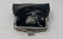 Load image into Gallery viewer, Unbranded Womens Black Crocodile Embossed Leather Framed Kiss Lock Coin Wallet