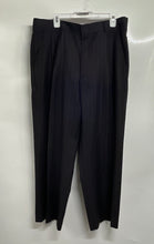 Load image into Gallery viewer, Italiana Collezione Mens Black Striped Pleated Front Wide-Leg Dress Pants Sz 36L