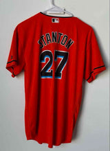 Load image into Gallery viewer, Majestic Boys Orange MLB Miami Marlins Giancarlo Stanton #27 Jersey Size XL