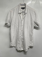 Load image into Gallery viewer, Zara Mens White Printed Collared Short Sleeve Slim Fit Button-Up Shirt Size XL