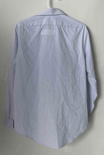 Load image into Gallery viewer, Calvin Klein Mens White Blue Plaid Print Stretch Slim Fit Dress Shirt Size M