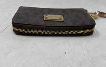 Load image into Gallery viewer, Michael Kors Womens Brown Signature Print Leather Card Holder Wristlet Wallet