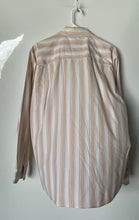 Load image into Gallery viewer, Michael Brandon Mens Brown White Striped Long Sleeve Dress Shirt Size L
